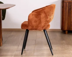 New Lot de 2 chaises de repas en velours rouille et pieds métal 
