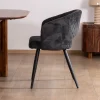Hot Lot de 2 chaises de repas en velours côtelé anthracite et pieds métal noir vintage "Sonate" Chaise