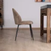 Lot de 4 chaises de repas en velours côtelé taupe esprit vintage "Bellot" Chaise