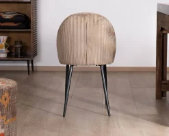 Lot de 4 chaises de repas en velours côtelé taupe esprit vintage 