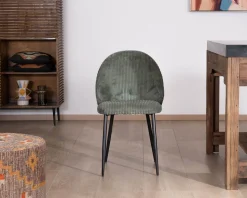 Clearance Lot de 4 chaises de repas en velours vert sauge foncé "Bellot" esprit vintage Chaise