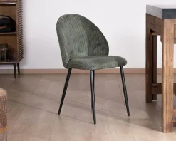Clearance Lot de 4 chaises de repas en velours vert sauge foncé 