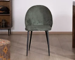 Clearance Lot de 4 chaises de repas en velours vert sauge foncé 