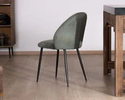 Clearance Lot de 4 chaises de repas en velours vert sauge foncé 