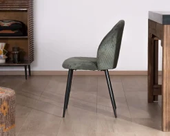 Clearance Lot de 4 chaises de repas en velours vert sauge foncé 
