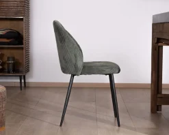 Clearance Lot de 4 chaises de repas en velours vert sauge foncé 