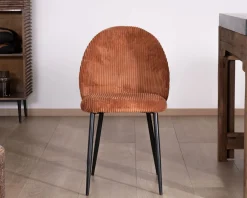 Lot de 4 chaises de repas en velours côtelé rouille "Bellot" style rétro Chaise