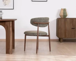 New Lot de 2 chaises de repas esprit rétro en tissu tramé kaki 