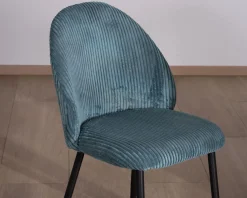 Online Lot de 4 chaises de repas esprit vintage en velours bleu pétrole et métal noir 