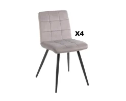 Best Lot de 4 chaises de repas grises et noires 