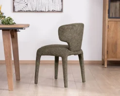 Discount Lot de 2 chaises de repas habillage intégral esprit design “Milano” en tissu chiné vert kaki Chaise