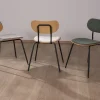 Outlet Lot de 4 chaises de repas "Lino" style rétro en tissu écru Chaise