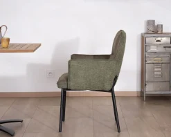Sale Lot de 2 chaises de repas look rétro "Lokka" bi-matière vert Chaise