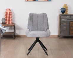 Discount Lot de 2 chaises de repas pivotantes en tissu gris "Webber" Chaise