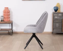 Discount Lot de 2 chaises de repas pivotantes en tissu gris 