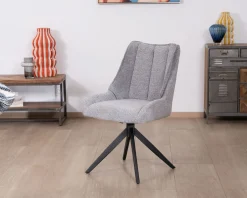 Discount Lot de 2 chaises de repas pivotantes en tissu gris 