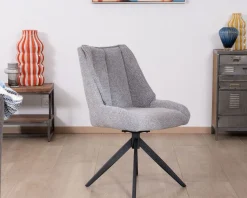 Discount Lot de 2 chaises de repas pivotantes en tissu gris 