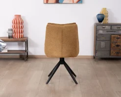 Lot de 2 chaises de repas pivotantes et matelassée en tissu moutarde