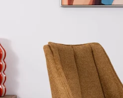 Lot de 2 chaises de repas pivotantes et matelassée en tissu moutarde