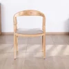 Lot de 2 chaises de repas épurées en acacia avec assise tissu beige "Vogue" Chaise