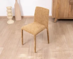 Discount Lot de 4 chaises de repas revêtement intégral en tissu jaune doré “Otto” esprit design Chaise