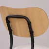New Lot de 4 chaises de repas rétro assise bois et tissu gris "Lino" Chaise