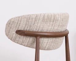Hot Lot de 2 chaises de repas rétro en tissu tramé beige et marron