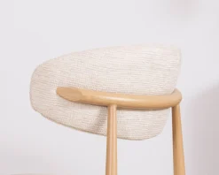 Outlet Lot de 2 chaises de repas scandinaves en tissu tramé blanc cassé