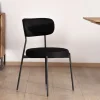 Lot de 2 chaises de repas style rétro en tissu noir et pieds métal "Lato" Chaise