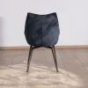 Outlet Lot de 2 chaises de repas style vintage en tissu bleu foncé et pieds métal design "Niko" Chaise