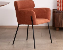 Clearance Lot de 2 chaises de repas terracotta et pieds métal style vintage "Riméno" Chaise