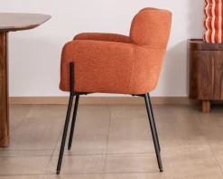 Clearance Lot de 2 chaises de repas terracotta et pieds métal style vintage 