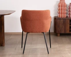 Clearance Lot de 2 chaises de repas terracotta et pieds métal style vintage 
