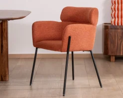 Clearance Lot de 2 chaises de repas terracotta et pieds métal style vintage 