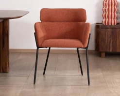 Clearance Lot de 2 chaises de repas terracotta et pieds métal style vintage 