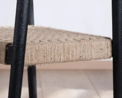 Clearance Lot de 2 chaises design en bois noir et assise jute tressée 