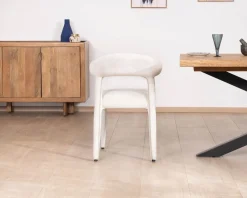 Best Lot de 2 chaises design et confortables en tissu bouclettes blanc "Amarello" Chaise