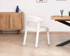 Best Lot de 2 chaises design et confortables en tissu bouclettes blanc 