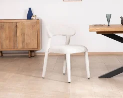 Best Lot de 2 chaises design et confortables en tissu bouclettes blanc 