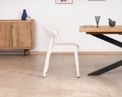 Best Lot de 2 chaises design et confortables en tissu bouclettes blanc 