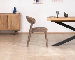 Sale Lot de 2 chaises design recouvrement intégral en tissu bouclettes marron
