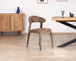 Sale Lot de 2 chaises design recouvrement intégral en tissu bouclettes marron