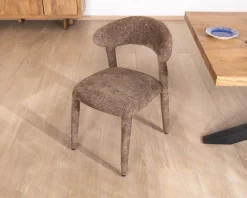Sale Lot de 2 chaises design recouvrement intégral en tissu bouclettes marron