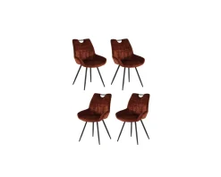 Discount Lot de 4 chaises de table vintages noires et rouilles