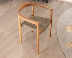 Sale Lot de 4 chaises en bois avec assise tressée taupe