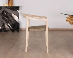 Hot Lot de 4 chaises en teck naturel et assise tressée
