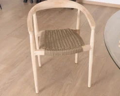 Hot Lot de 4 chaises en teck naturel et assise tressée