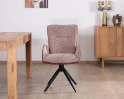 New Lot de 2 chaises en tissu bi-matière prune