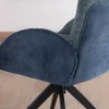 Sale Lot de 2 chaises en tissu bi-texturé bleu foncé "Eddy" avec accoudoirs et pied métal pivotant Chaise