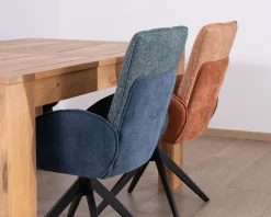 Sale Lot de 2 chaises en tissu bi-texturé bleu foncé